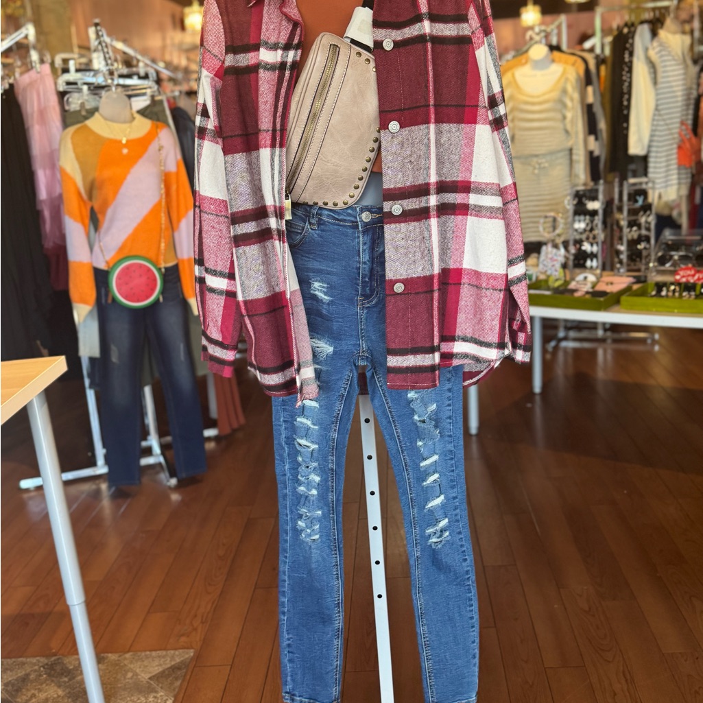 White Birch Blue Distressed Skinny Jeans